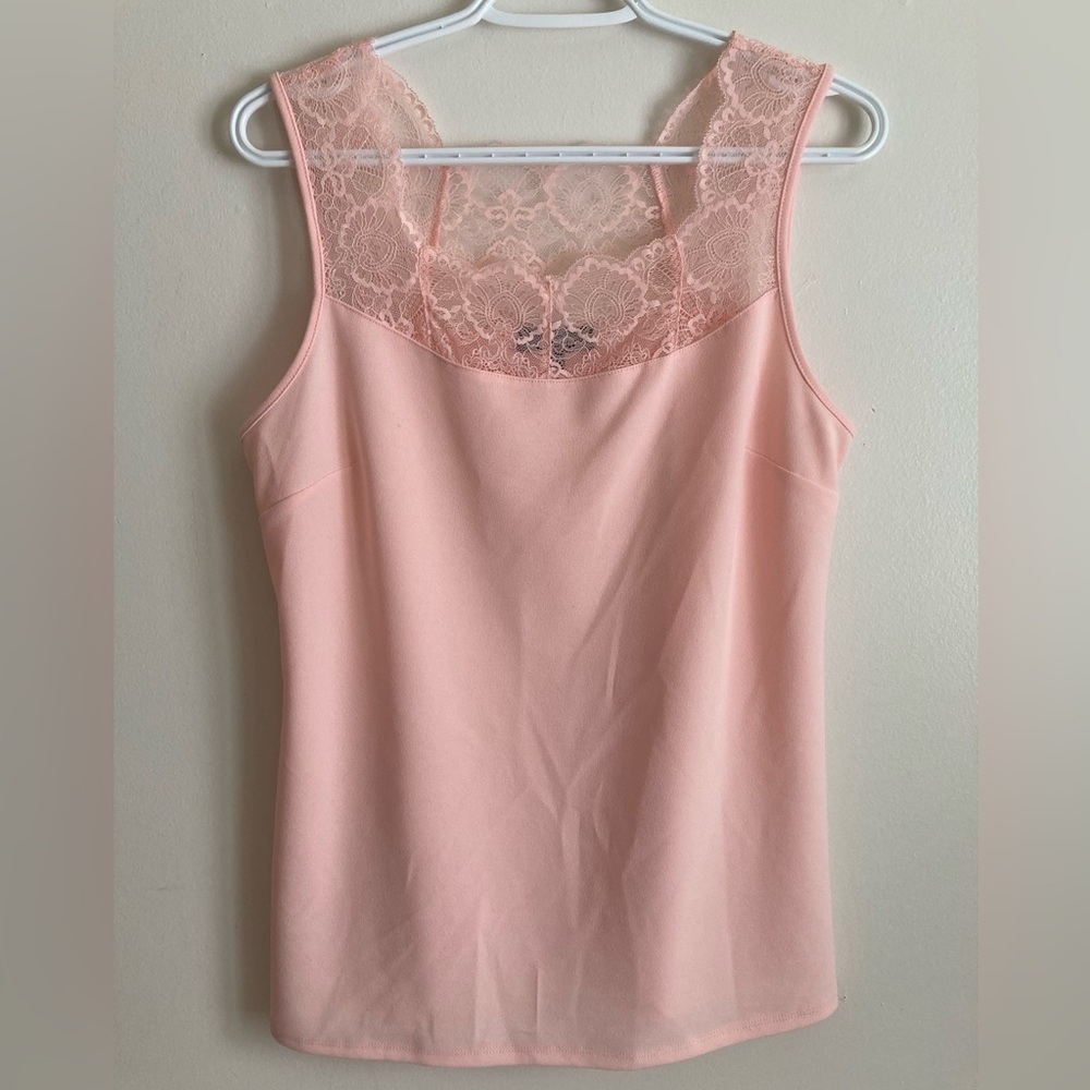(2) Lily Morgan Lace Collar Tank Top Women’s Size Medium, One Pink and One White